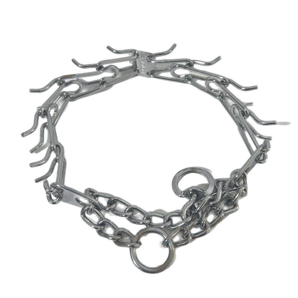 NEW Herm Sprenger Chrome Plated Steel Dog Prong Training Collar Two O-Rings 25”